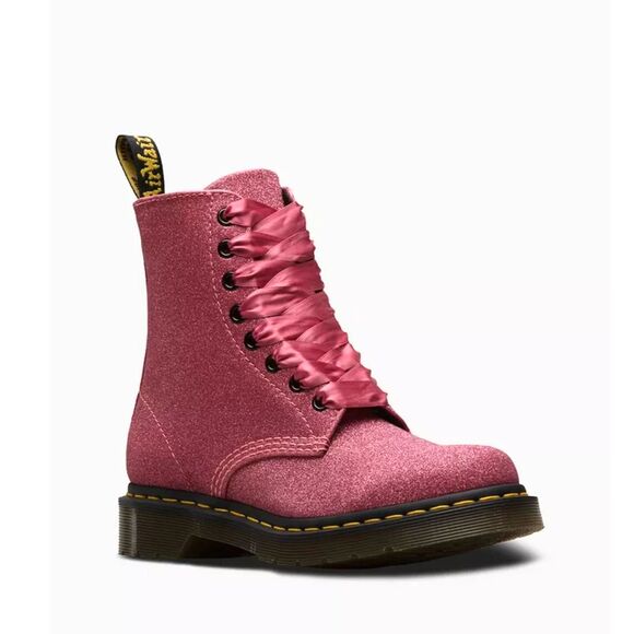 Dr. Martens Shoes - Dr. Martens Pink Glitter 8-Eye Lace-Up Combat Boot